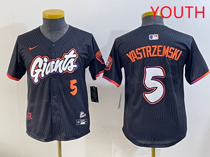 Youth San Francisco Giants 5 Yastrzemski Black Joint Name 2025 Nike MLB Jersey style 38